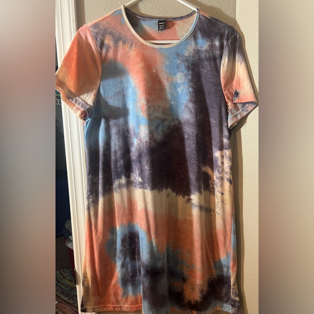 SHEIN Vaca Tie Dye Tee Dress Women’s Size XL(12) - Picture 3 of 6